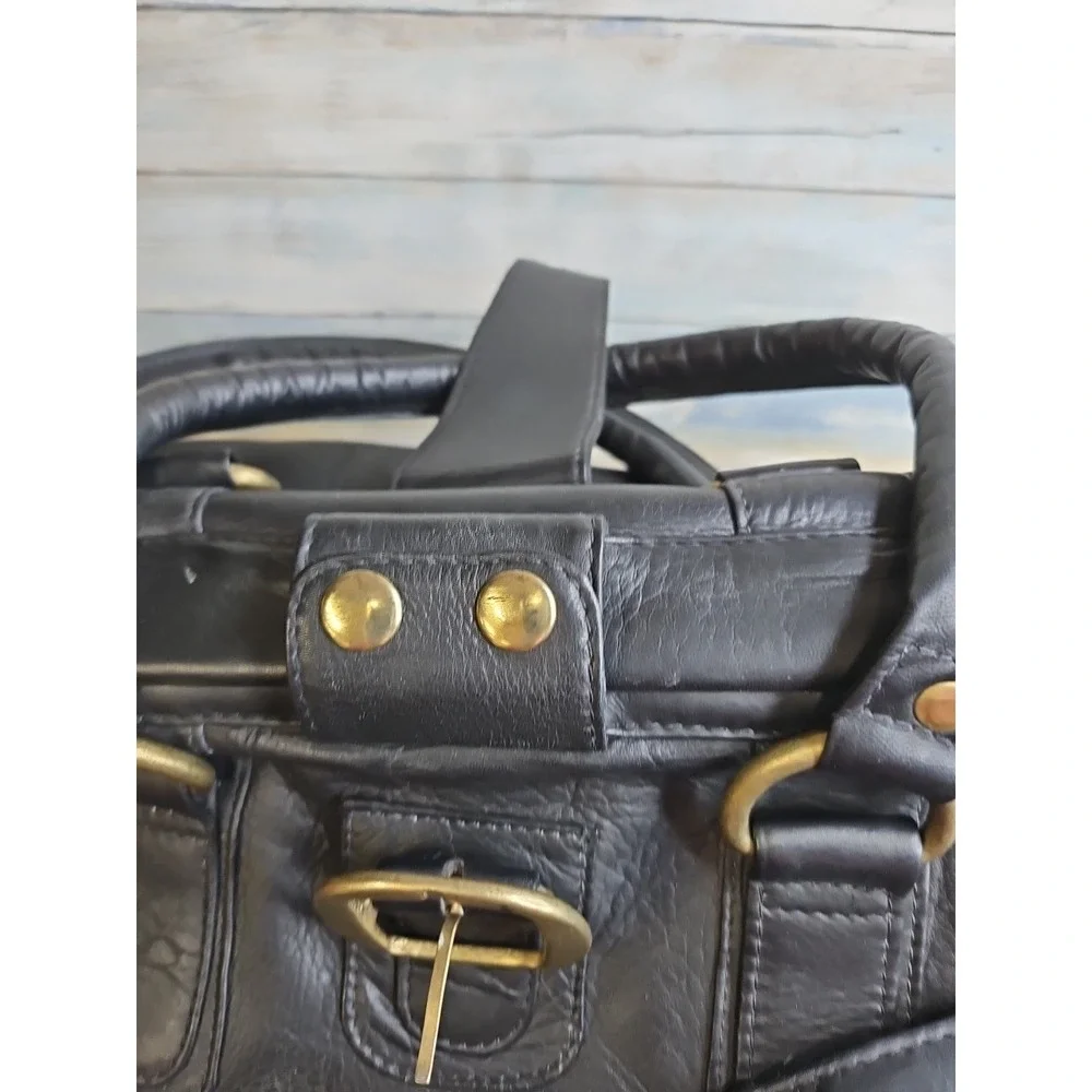 Vintage style Tuscan black leather doctor's bag Travel Case Made in Columbia‎